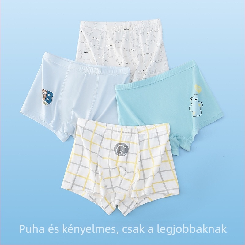 Modal gyerekeknek fiú boxeralsó – antibakteriális, lélegző, mintás, méret M/L