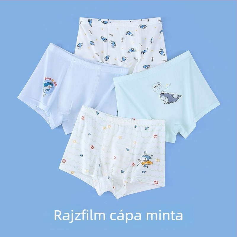 Modal gyerekeknek fiú boxeralsó – antibakteriális, lélegző, mintás, méret M/L