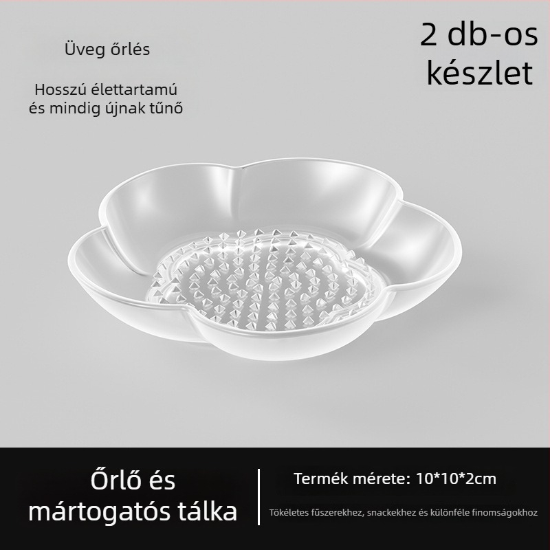 Japán stílusú őrlő- és mártástál, többfunkcionális, rakható tárolóval, tartós kézi fokhagymaőrölő és fűszertál, kis fűszertál
