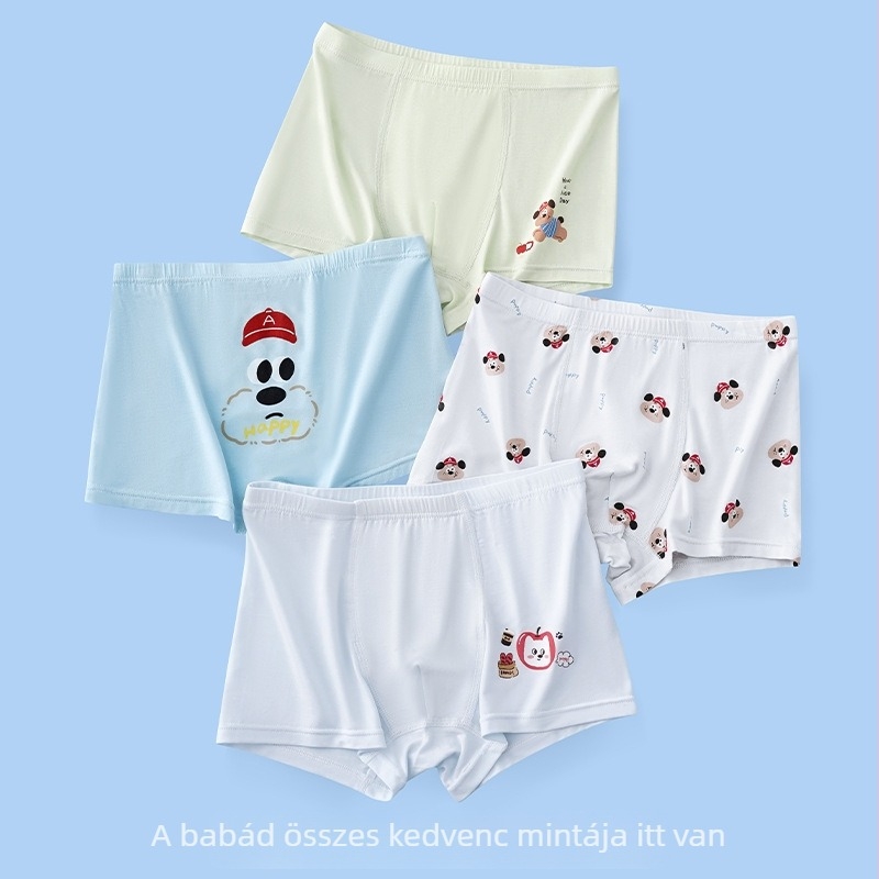 Osztály A Modal gyerekeknek, fiúknak boxer brief, antibakteriális, puha, mesés mintával, 3–8 éveseknek