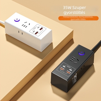 35W okos USB hosszabbító gyors töltéssel, 2 USB porttal, otthoni használatra