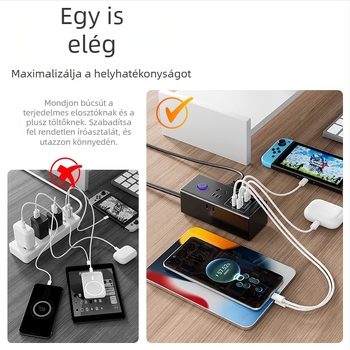 35W okos USB hosszabbító gyors töltéssel, 2 USB porttal, otthoni használatra