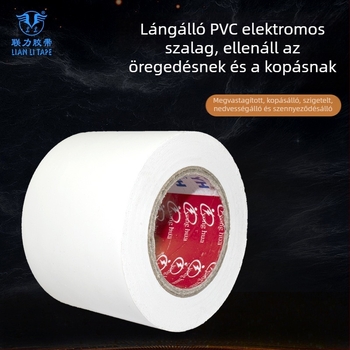 LIAN LI TAPE Fehér PVC elektromos szalag, lángálló szigetelés, magas hőmérséklet-tűrés, vízálló