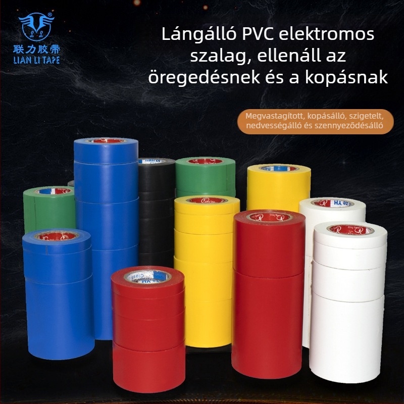 LIAN LI TAPE Fehér PVC elektromos szalag, lángálló szigetelés, magas hőmérséklet-tűrés, vízálló