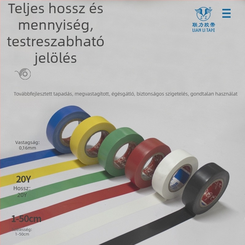 LIAN LI TAPE Fehér PVC elektromos szalag, lángálló szigetelés, magas hőmérséklet-tűrés, vízálló