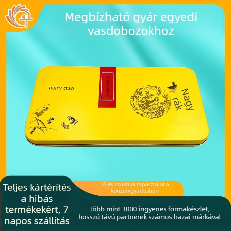 Három darabos rákolló készlet téglalap alakú ónlemez dobozban az evőeszközök tárolására