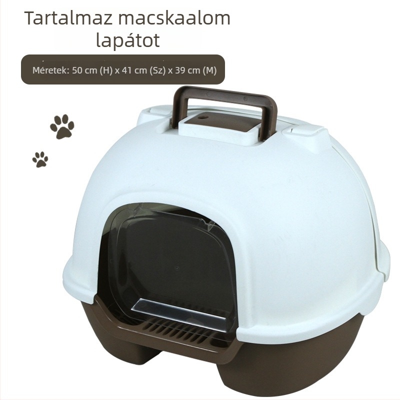 Nagy méretű teljesen zárt macskaalmotál hátul nyitható fedéllel