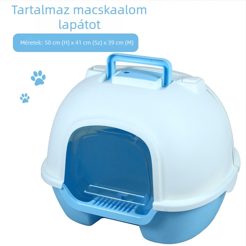 Nagy méretű teljesen zárt macskaalmotál hátul nyitható fedéllel