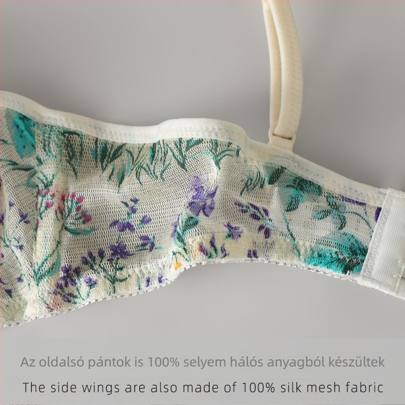 Vékony, lélegző 100% Mulberry selyem hálós mintás melltartó, selymes érzet, kényelmes, letisztult stílus, drót nélküli