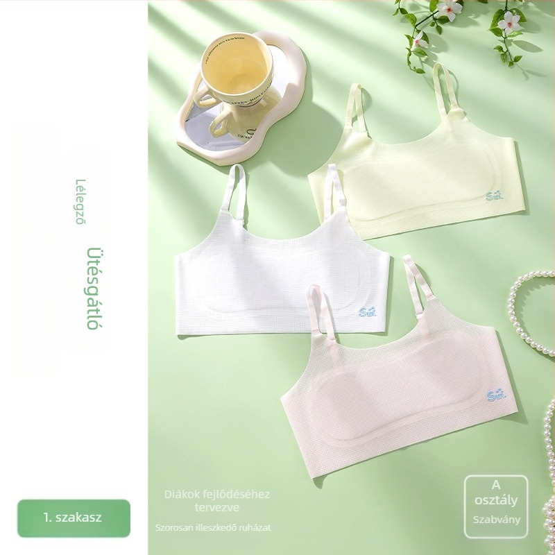 Lányok első fejlettségi szakaszához készült camisole, lélegző nylon anyag, belső mulberry selyem bélés