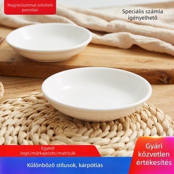 Logóval nyomtatott porcelán snack tál, 4 hüvelykes kör, mikrohullámú sütőben használható