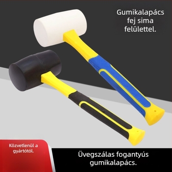 Szálas fogantyújú gumikalapács csempe lerakásához és felületkiegyenítéshez; renovációs eszköz növényi lenyomat készítésére