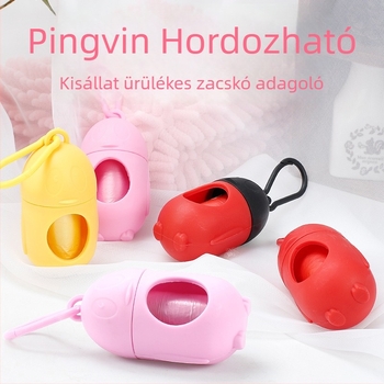Pingvines alakú ürülékzacskó-tároló doboz háziállatok számára, sétáltatáshoz és takarításhoz