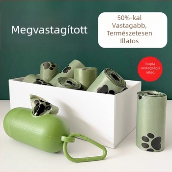 Biodegradábilis megvastagodott kutyapiszok zacskók, macska ürülék zacskók, tekercses kivitel, PE anyag
