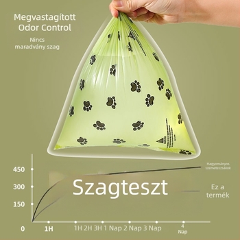 Biodegradábilis megvastagodott kutyapiszok zacskók, macska ürülék zacskók, tekercses kivitel, PE anyag