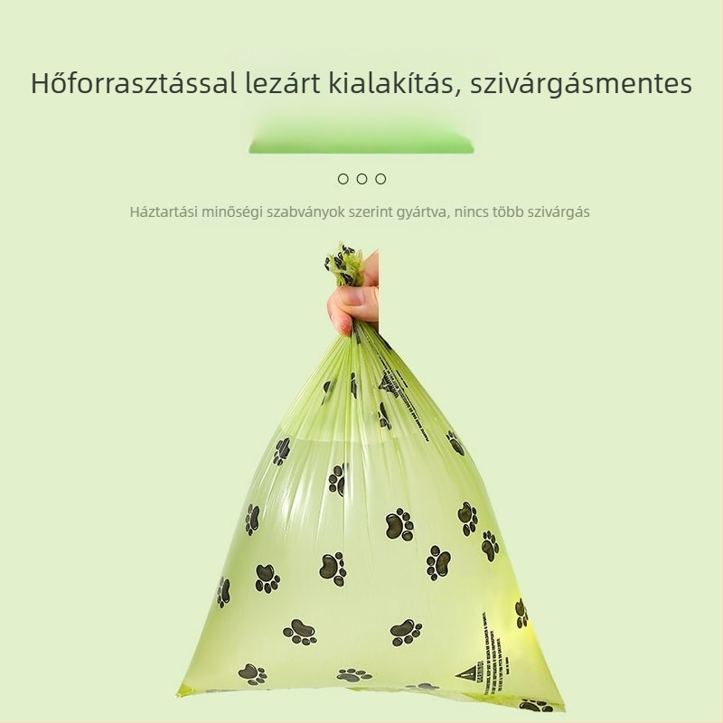Biodegradábilis megvastagodott kutyapiszok zacskók, macska ürülék zacskók, tekercses kivitel, PE anyag