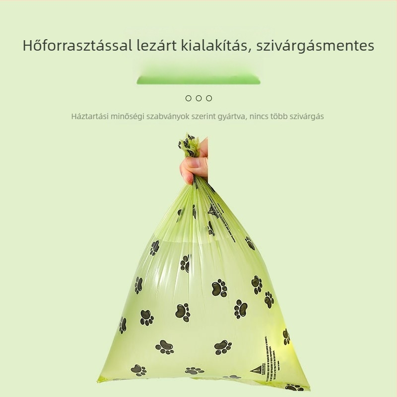 Biodegradábilis megvastagodott kutyapiszok zacskók, macska ürülék zacskók, tekercses kivitel, PE anyag