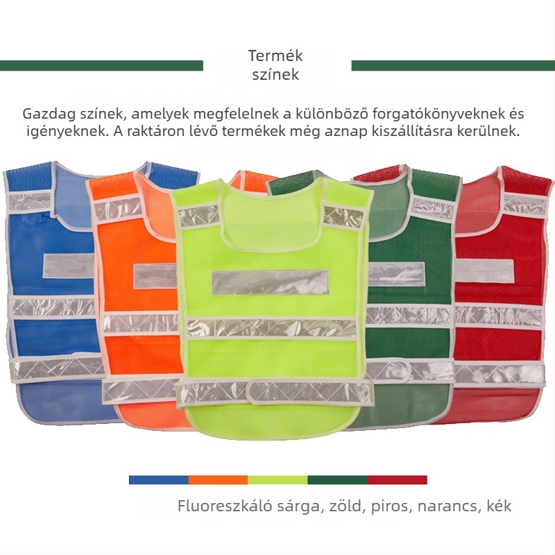 Új fényvisszaverő mellény éjszakai út- és közterületi szolgálatra, tisztítási és építési munkákhoz nyomtatott felirattal