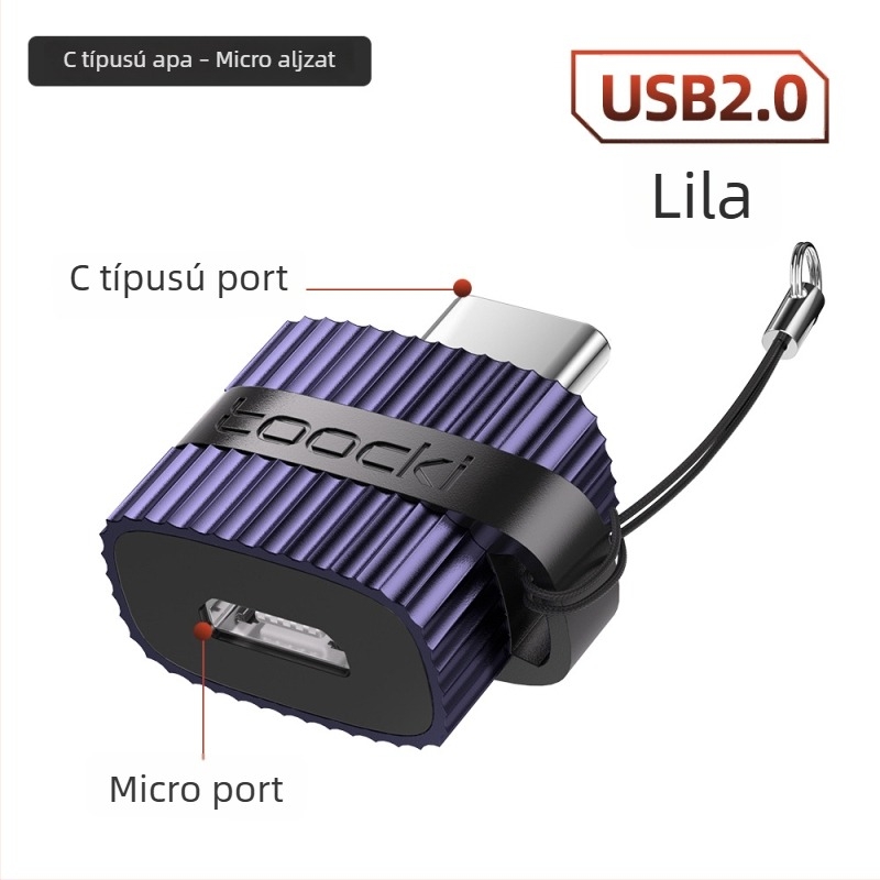 Toocki USB 3.0 A férfi USB‑A-tól USB‑C női adapter laptopokhoz OTG, függőleges textúrával