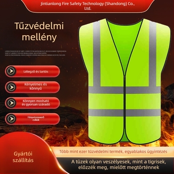 Reflektív munkavédelmi mellény építkezéshez, több zsebbel és nyomtatott felirattal