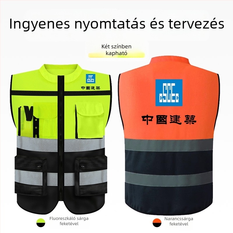 Prémium kerek nyakú reflexiós mellény építkezési területekre, éjszakai kerékpározáshoz és járőrszolgálathoz