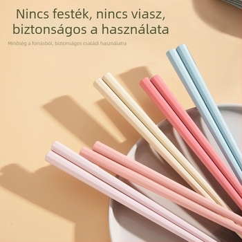 Ötvözet antibakteriális evőpálcikák háztartási használatra, elegáns, csúszásmentes, penészálló, nyolcszögletű, hőálló