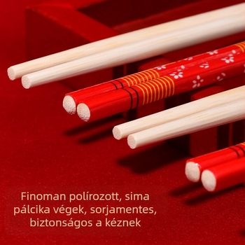 Egyedileg csomagolt eldobható bambusz evőpálcikák papírtokkal, prémium minőségűek, extra hosszúak és vastagok, esküvők, költözések és születésnapok alkalmára