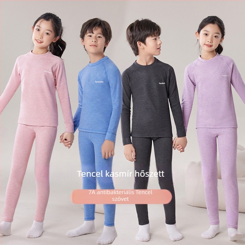 Lyocell termál pizsamakészlet fleece-sel lányoknak – Koreai stílus, két részes