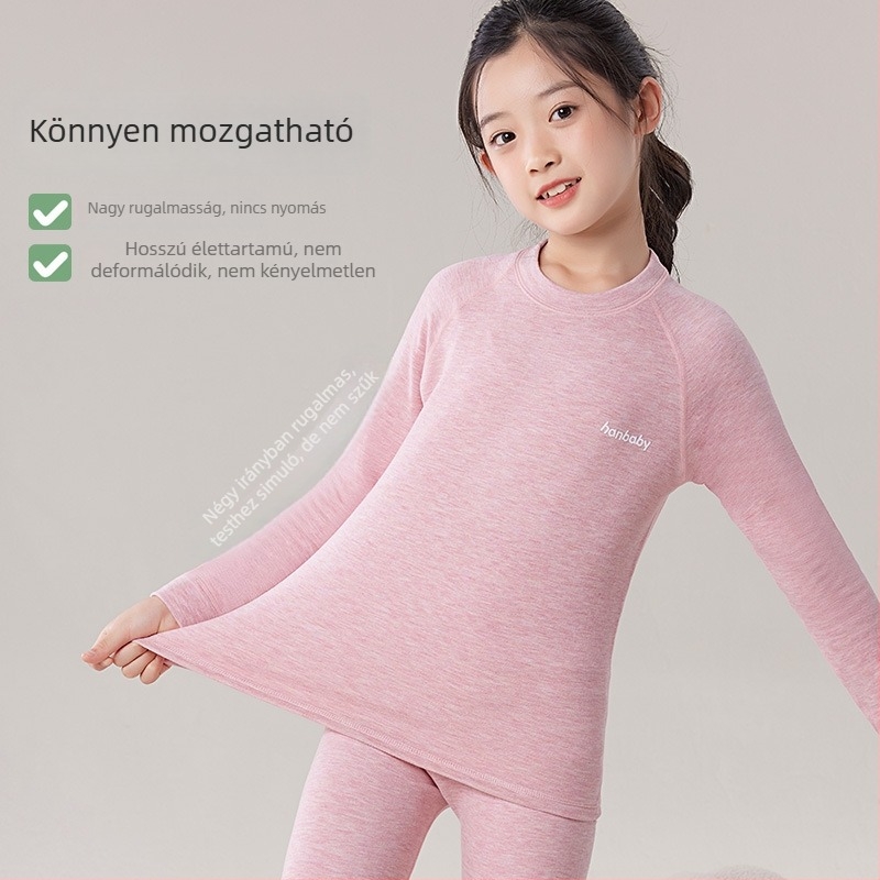 Lyocell termál pizsamakészlet fleece-sel lányoknak – Koreai stílus, két részes