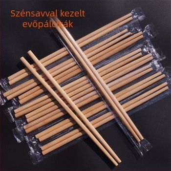Egyszer használatos ízületmentes szénizált bambusz evőpálcikák, prémium minőségű szállodai és háztartási használatra, egyenként csomagolva, hosszabbított és vastagabb