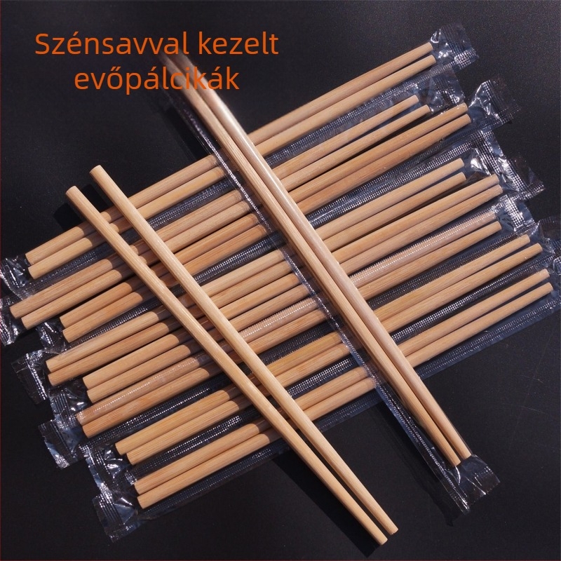Egyszer használatos ízületmentes szénizált bambusz evőpálcikák, prémium minőségű szállodai és háztartási használatra, egyenként csomagolva, hosszabbított és vastagabb