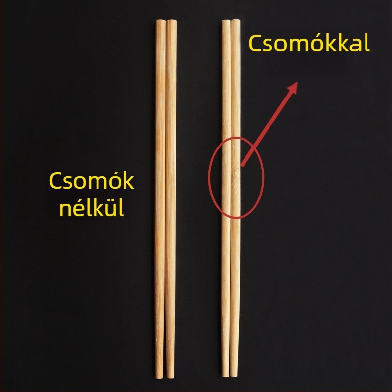 Egyszer használatos ízületmentes szénizált bambusz evőpálcikák, prémium minőségű szállodai és háztartási használatra, egyenként csomagolva, hosszabbított és vastagabb