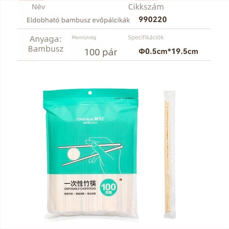 Camellia egyszer használatos bambuszos evőpálcikák, 100 pár/csomag, 30 csomag a dobozban, hordozható BBQ-hoz és elvitelre