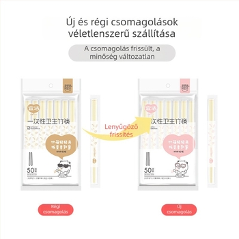 Egyszer használatos bambusz evőpálcikák, egyenként csomagolva, higiénikus étkezési eszközök