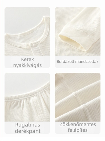 Újszülött: 100% pamutból készült, A osztályú kétrészes készlet, hosszú ujjú, elöl gombos pulóver.