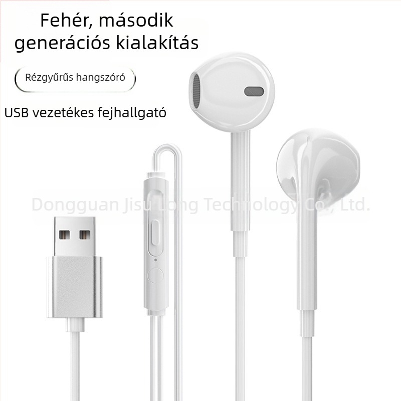 USB vezetékes fejhallgató mikrofonnal, 2,5 m hosszú kábel, PC- és laptop használatra, kiváló hangminőség, játékokhoz, félfül dizájn