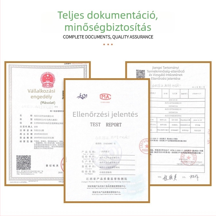 Egyszer használatos bambusz evőpálcikák, hosszúak és vastagak, 50 pár egy csomagban, élelmiszer-minőségű, kereskedelmi felhasználásra.