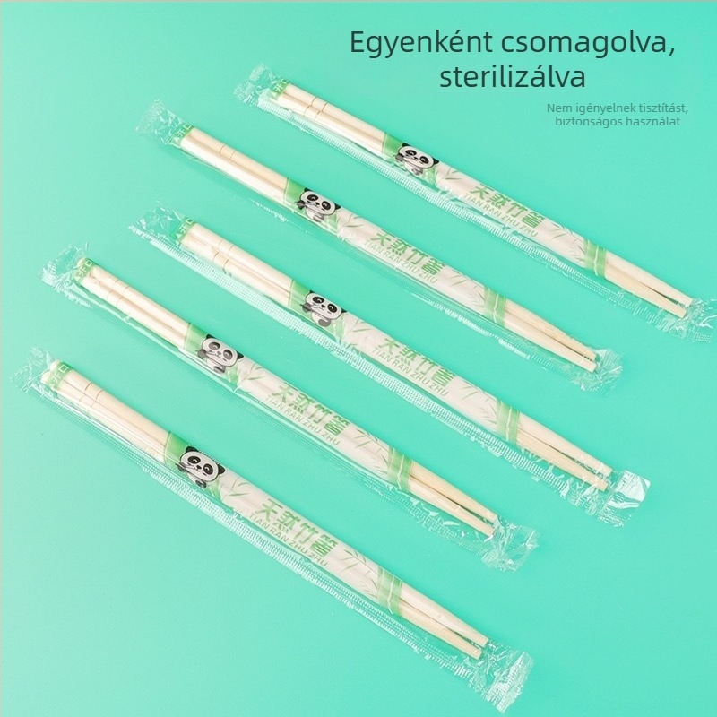 Egyszer használatos bambusz evőpálcikák, hosszúak és vastagak, 50 pár egy csomagban, élelmiszer-minőségű, kereskedelmi felhasználásra.