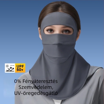 Ice Silk anyagból készült teljes arcú UV-védő maszk kültéri kerékpározáshoz, nyakvédelemmel és maszkon keresztüli ivási lehetőséggel