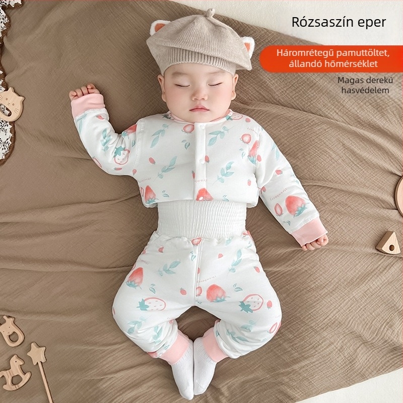 Baba magas derekú meleg két részes szett pamut bélelt kabáttal és nadrággal