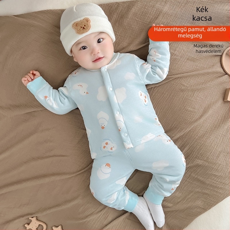 Baba magas derekú meleg két részes szett pamut bélelt kabáttal és nadrággal