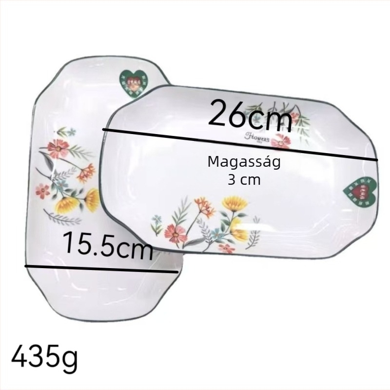 Porcelán hal formájú tál, 10 hüvelyk, virágos mintával, modern letisztult étkészlet, ajándék