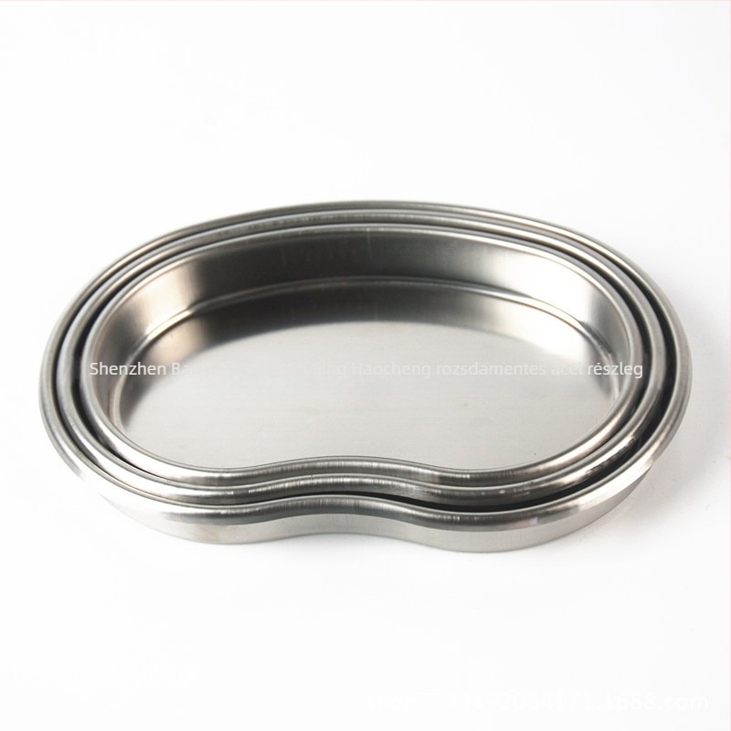 Vastagított 304 rozsdamentes acél görbe vesetál fertőtlenítésre, povidon-jód ellenálló, ívelt tál, méretek: nagy, közepes, kicsi