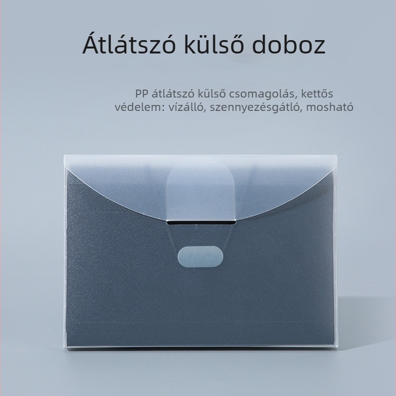 13 rekeszes mini szivárványos harmonika mappa, A6 méretű dokumentumok és számlák tárolására, dobozos csomagolás, nyakpánttal