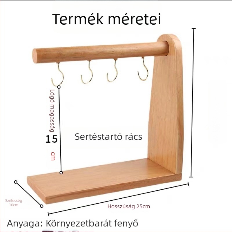 Koreai stílusú BBQ étkészlet – téglalap alakú fa tál arany függő tartóval