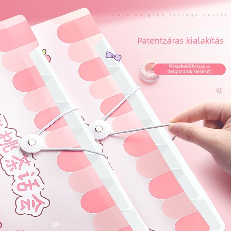 A4-es több rekeszes akordeon mappa átlátszó betétekkel – aranyos papírszervező diákoknak, általános iskolától középiskoláig