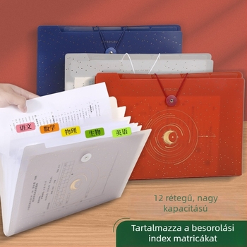 A4-es bronz színű csillagos égbolt retro accordion mappa diákoknak, több rekesz a dokumentumok rendezéséhez