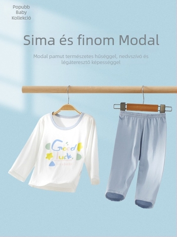 Modal gyerek pizsama készlet – könnyű nyári hosszú ujjú felső és nadrág, 2 darabos 1–3 éveseknek