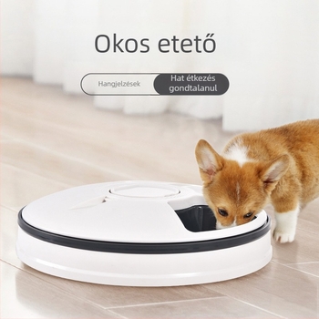 Hat rekeszes intelligens időzített etető háziállatoknak