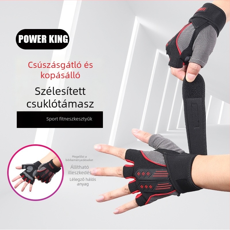 Félujjas edzőkesztyű erőnléti edzéshez, súlyzós edzéshez és kerékpározáshoz – uniszex